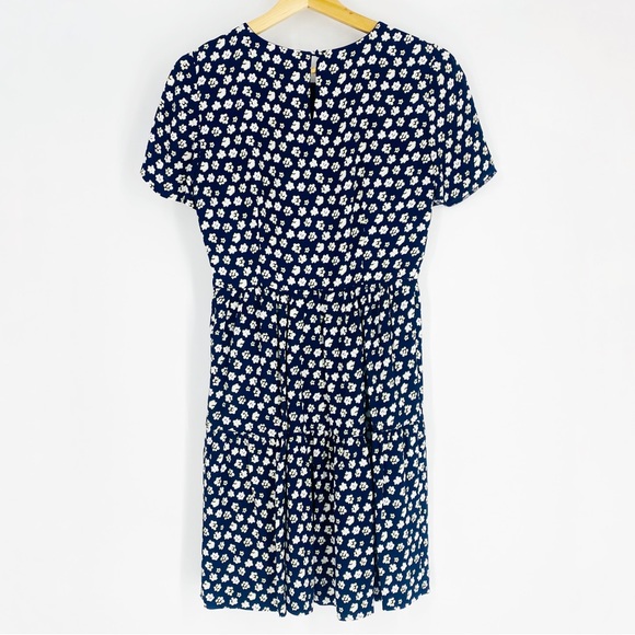 J. Crew Navy Blurred Floral Tiered Mini Dress Size 0 - Picture 4 of 12
